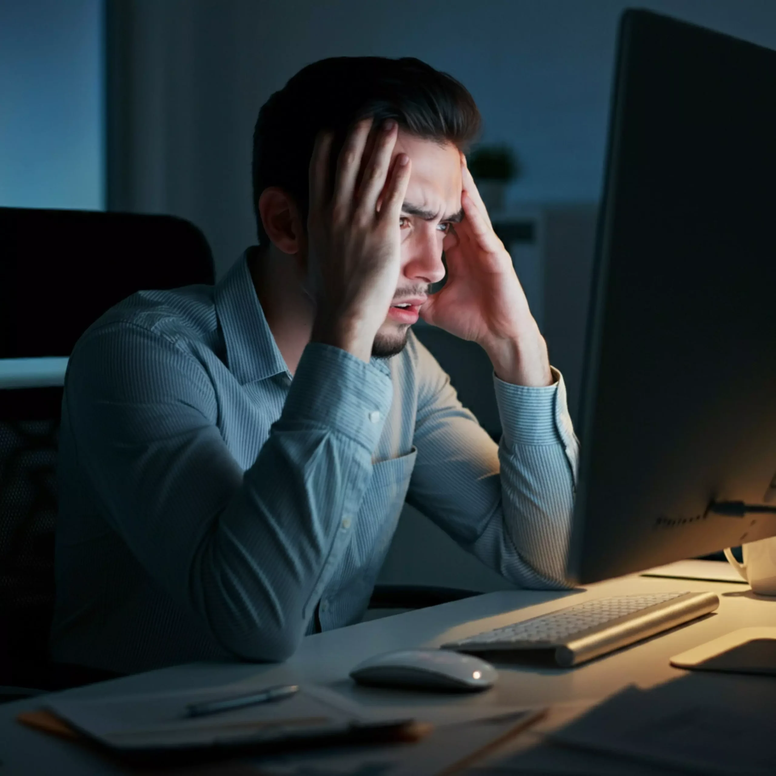 Homem preocupado com dívidas